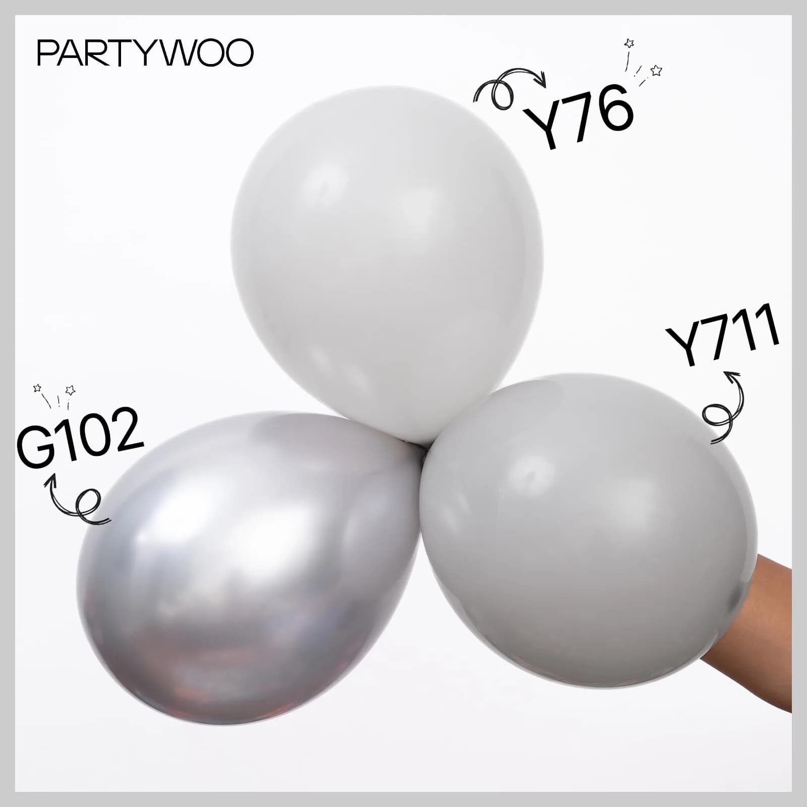 PartyWoo 50pcs 5 Inch Silver Metallic Balloons | ASTM Certified Latex Party Balloons for Birthday, Wedding - view 6