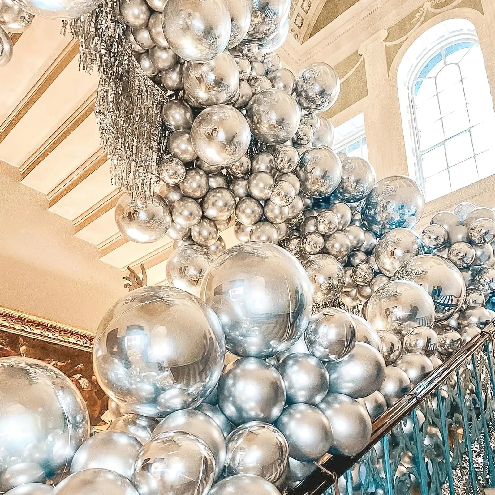PartyWoo 50pcs 5 Inch Silver Metallic Balloons | ASTM Certified Latex Party Balloons for Birthday, Wedding - view 8