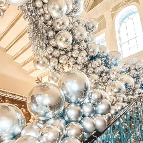 PartyWoo 50pcs 5 Inch Silver Metallic Balloons | ASTM Certified Latex Party Balloons for Birthday, Wedding thumbnail 8