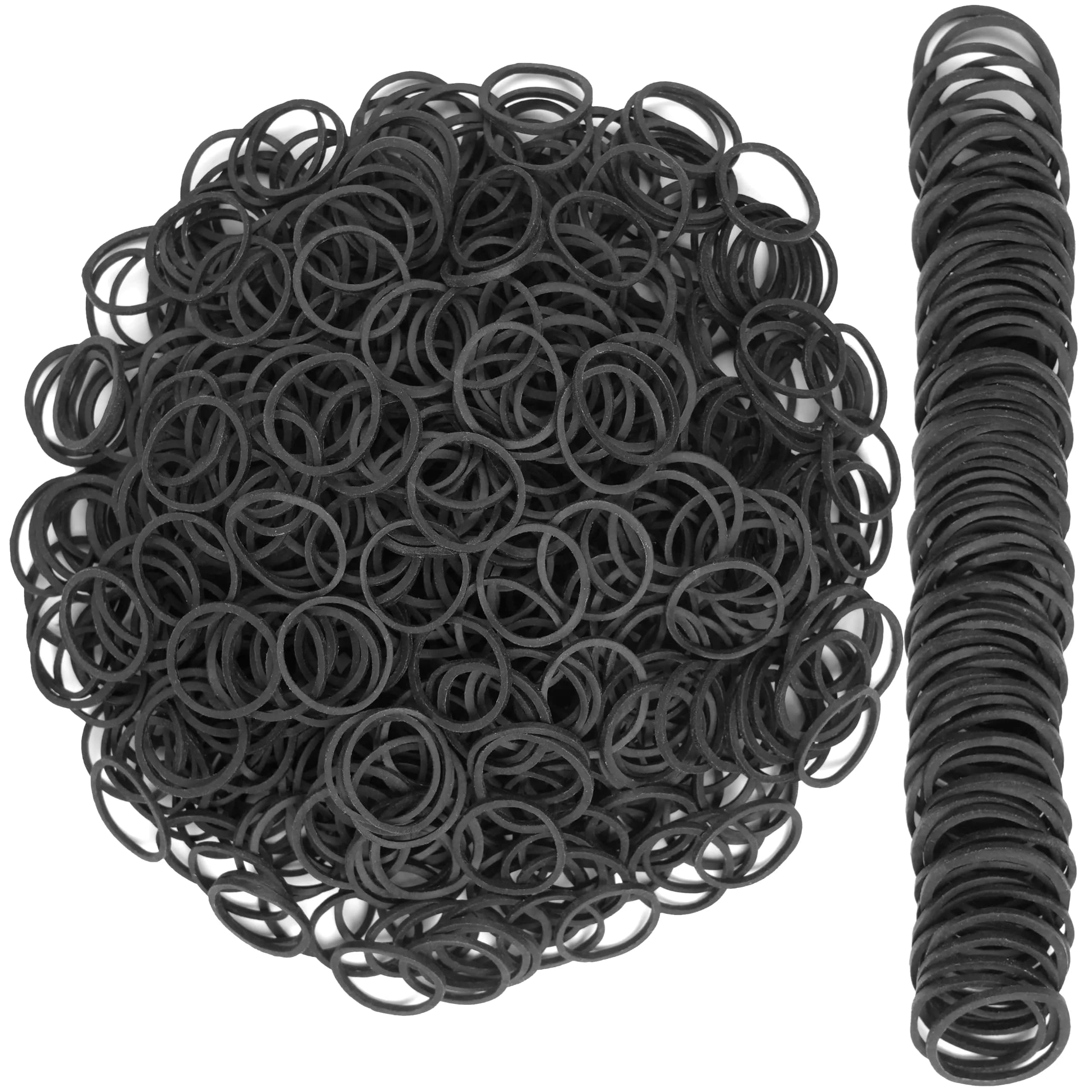 AMUU Black Small Rubber Bands | 1200pcs (3cm Diameter, 1.6cm Inner) - main product image