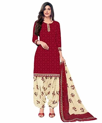 Miraan Women's Cotton Printed Readymade Salwar Suit XXX-Large Maroon 36cm (L) x 30cm (W) x 2cm (H) thumbnail 1