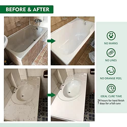 NADAMOO Tub and Tile Refinishing Kit White 3kg (105 Fl Oz) | DIY Bathroom Kitchen Porcelain Fiberglass Resurface Paint thumbnail 3