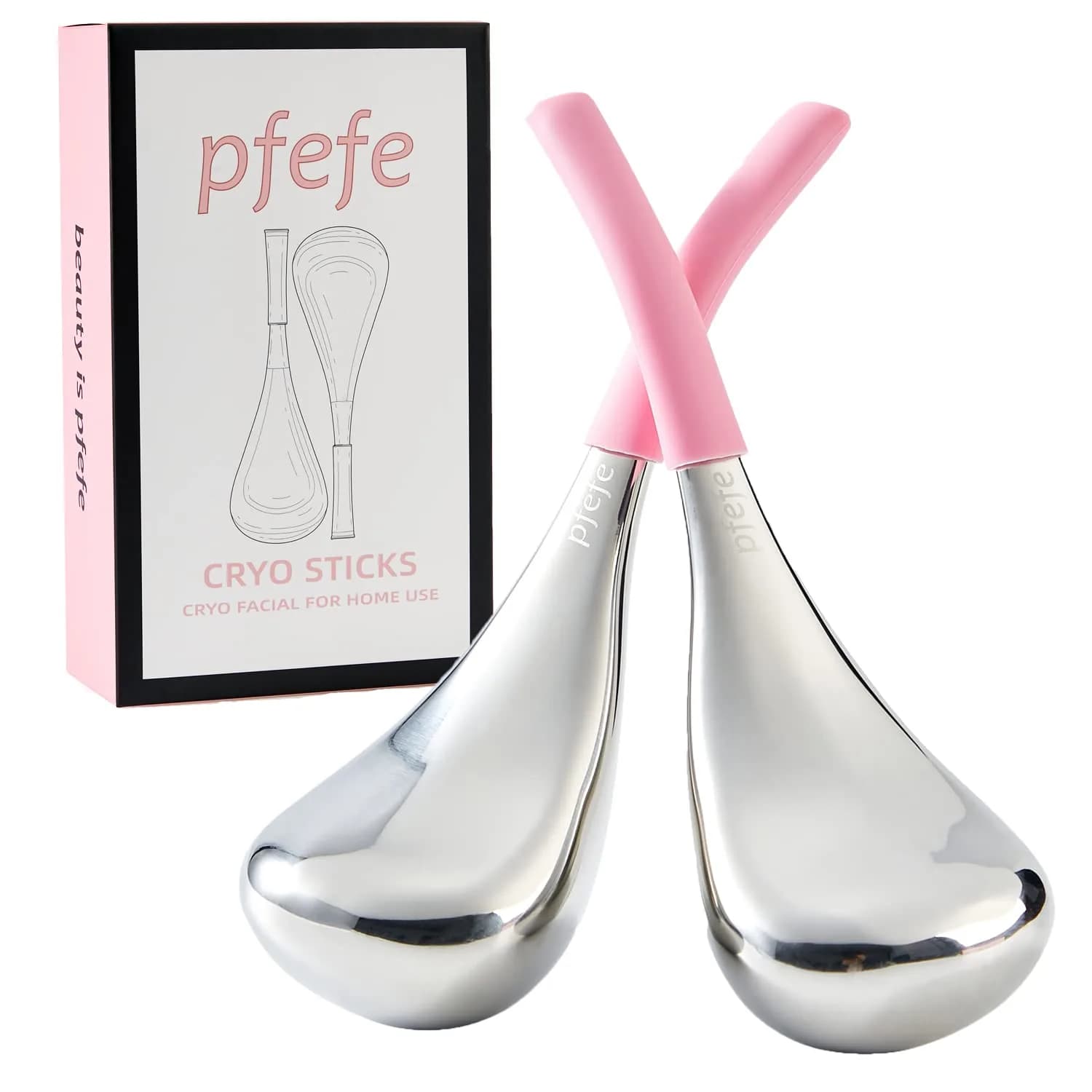 pfefe Ice Globes for Face Eyes, Cryo Sticks Facial Skin Care Tools with Storage Case | Stainless Steel - main product image