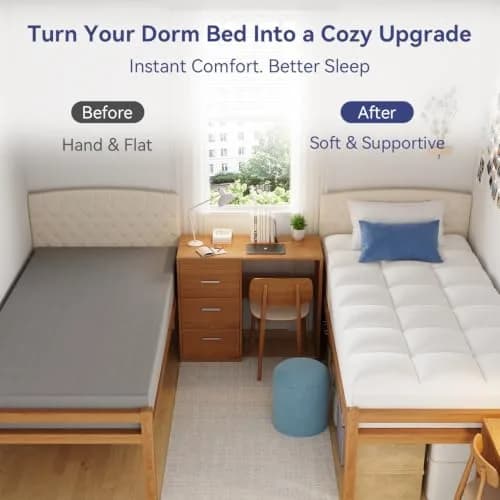ELEMUSE Twin XL Mattress Topper for College Dorm, Thick Pillow Top Bed Pad | Comfort Upgrade for Dorm Beds thumbnail 5