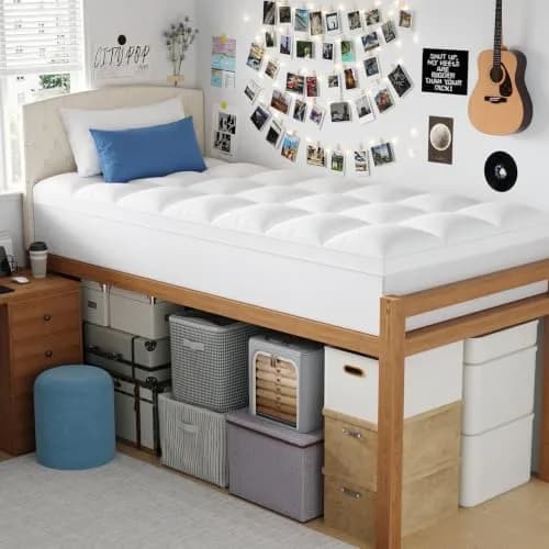 ELEMUSE Twin XL Mattress Topper for College Dorm, Thick Pillow Top Bed Pad | Comfort Upgrade for Dorm Beds thumbnail 2