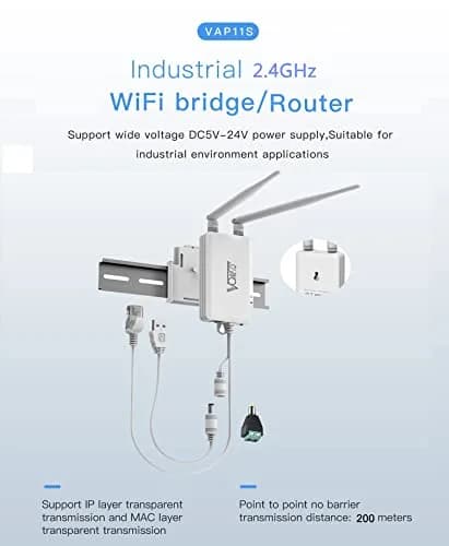 Vonets VAP11S Industrial 2.4GHz WiFi Bridge Ethernet Wireless Repeater/Router | Signal Booster for DVR, IP Camera, PLC thumbnail 2