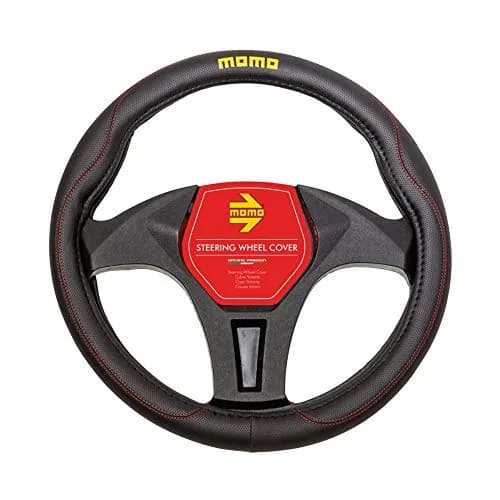 MOMO Carbon Universal Steering Wheel Cover Black and RED | Sun, Water & Sweat Resistant, 37.5cm thumbnail 1