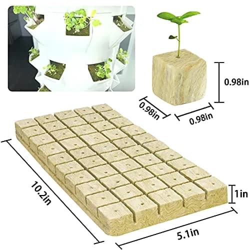 Legigo Rockwool Cubes Seed Starter Plugs 1 Inch (2.54cm) for Hydroponics, 300 Plugs | Premium Basalt Fiber for Rooting thumbnail 2