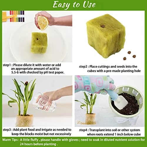 Legigo Rockwool Cubes Seed Starter Plugs 1 Inch (2.54cm) for Hydroponics, 300 Plugs | Premium Basalt Fiber for Rooting thumbnail 3
