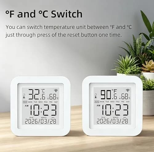 Gaoducash Smart WiFi Temperature Humidity Monitor with App Alerts & Alexa Voice Control, 6.5cm (2.6in) White | Real-Time Indoor Climate Tracking thumbnail 6