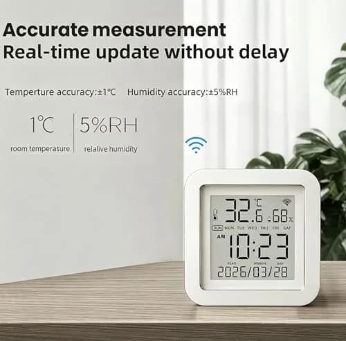 Gaoducash Smart WiFi Temperature Humidity Monitor with App Alerts & Alexa Voice Control, 6.5cm (2.6in) White | Real-Time Indoor Climate Tracking thumbnail 7