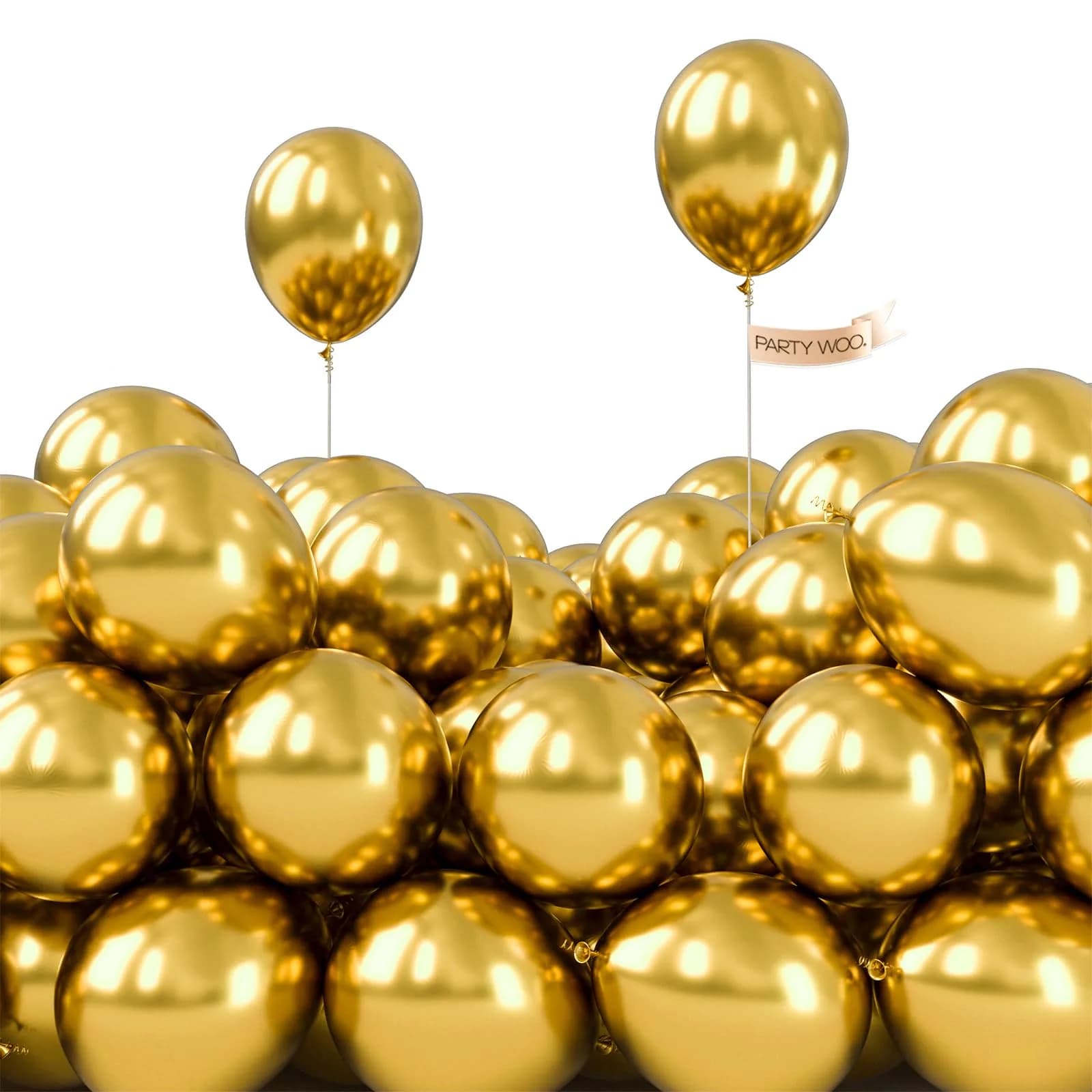 PartyWoo Metallic Gold Balloons 50pcs Chrome Gold Color 5 Inch | Birthday Party Decorations - main product image