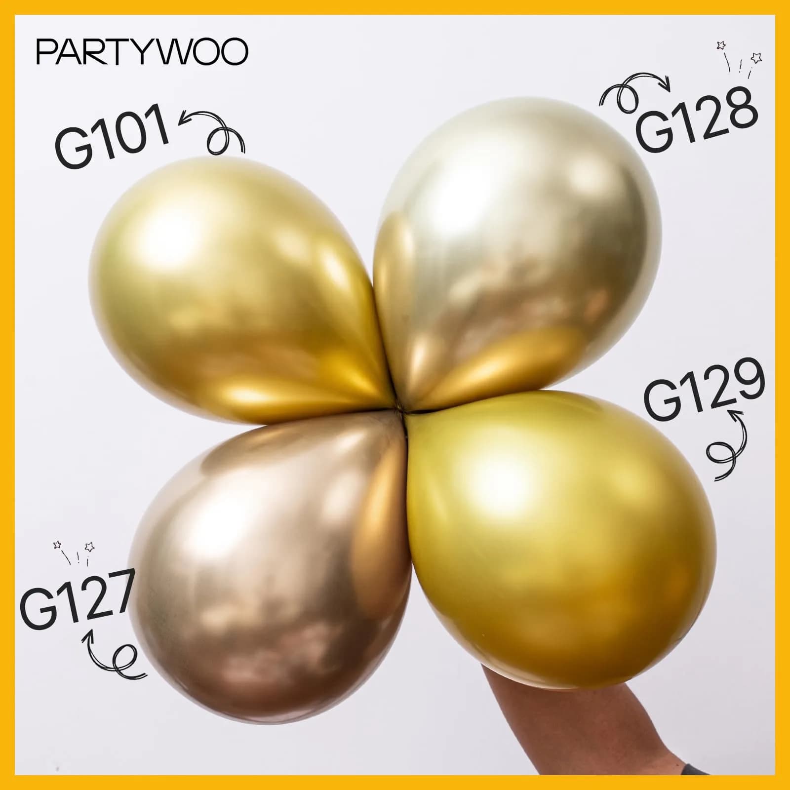 PartyWoo Metallic Gold Balloons 50pcs Chrome Gold Color 5 Inch | Birthday Party Decorations - view 5