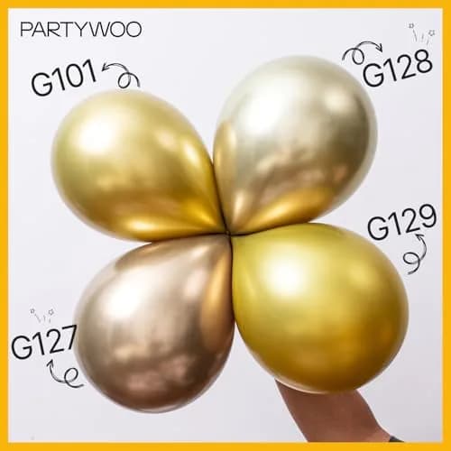 PartyWoo Metallic Gold Balloons 50pcs Chrome Gold Color 5 Inch | Birthday Party Decorations thumbnail 5