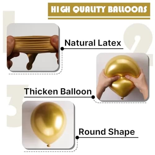 PartyWoo Metallic Gold Balloons 50pcs Chrome Gold Color 5 Inch | Birthday Party Decorations thumbnail 6