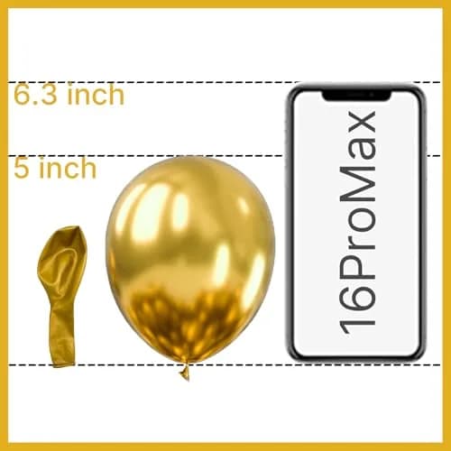 PartyWoo Metallic Gold Balloons 50pcs Chrome Gold Color 5 Inch | Birthday Party Decorations thumbnail 2