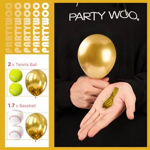 PartyWoo Metallic Gold Balloons 50pcs Chrome Gold Color 5 Inch | Birthday Party Decorations thumbnail 3