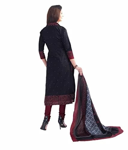 Miraan Women's Cotton Printed Readymade Salwar Suit Small Black | Stylish, Durable & Light-Weight thumbnail 2