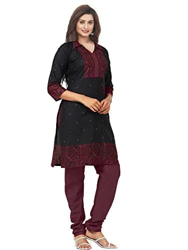 Miraan Women's Cotton Printed Readymade Salwar Suit Small Black | Stylish, Durable & Light-Weight thumbnail 3