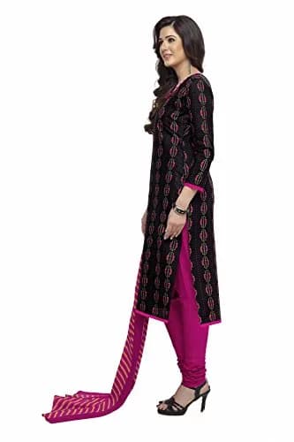 Miraan Women's Cotton Printed Readymade Salwar Suit Set XXX-Large Black | 3/4 Sleeve Knee Length thumbnail 3