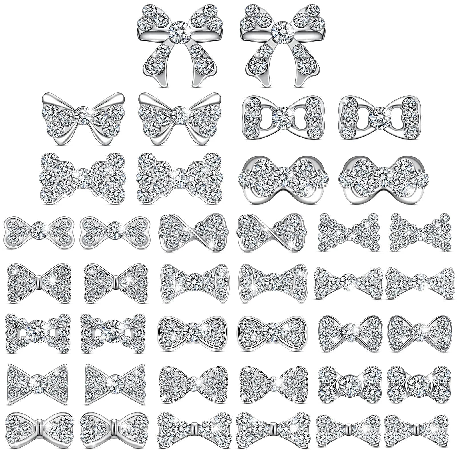Maitys 40 Pieces 3D Bow Nail Charms Silver | DIY Nail Art & Decoration — silver