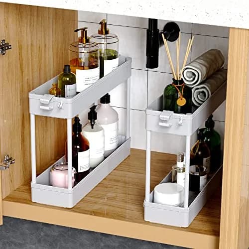 SPACEKEEPER Slim Rolling Storage Cart, 4 Tier Bathroom Organizer, Gray | Narrow Space Solution thumbnail 3