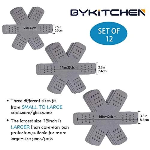BYKITCHEN Pan Pot Protectors for Stacking, 12pcs & 3 Sizes | Protects Cookware from Scratches & Damage thumbnail 3