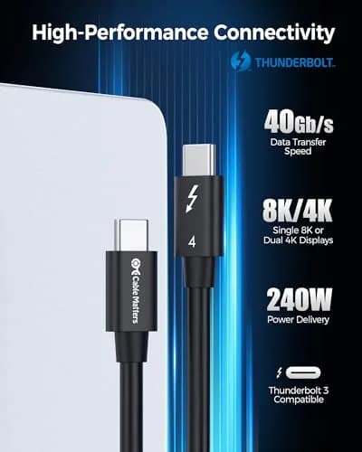 Cable Matters 40Gbps Thunderbolt 4 Cable 1m (3.3ft) | Supports 8K Video & 240W Charging thumbnail 2