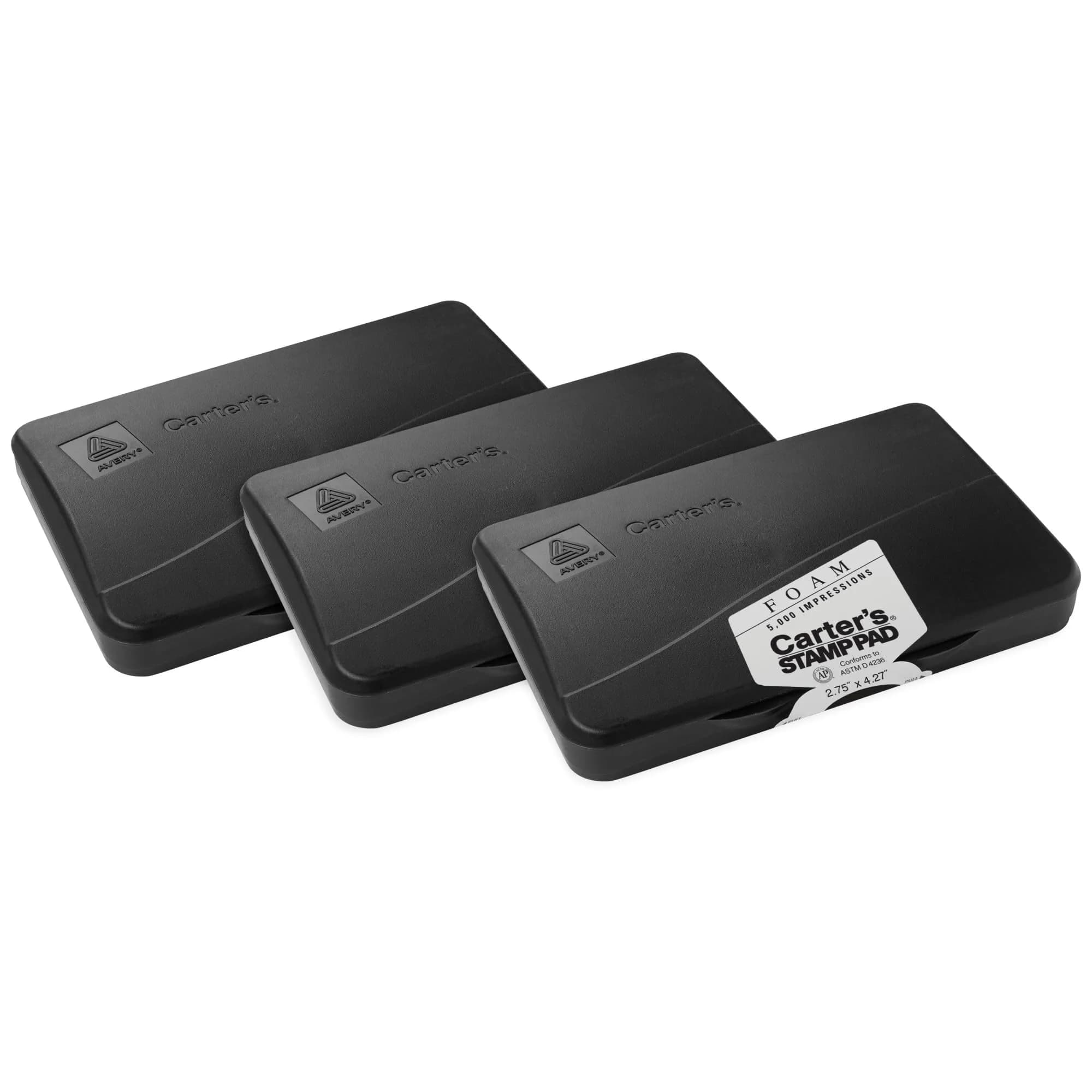 Avery Foam Stamp Pads, 2.75" x 4.27", 3 Black Ink Pads | Bold Black Ink for Crafts & Office — Black