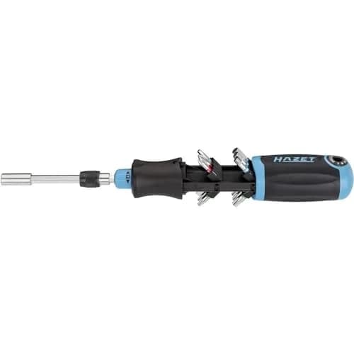 HAZET 810R-4 Bit Ratchet Screwdriver 19.5 cm (7.68 in) | Integrated Bit Magazine With 12 Bits thumbnail 1