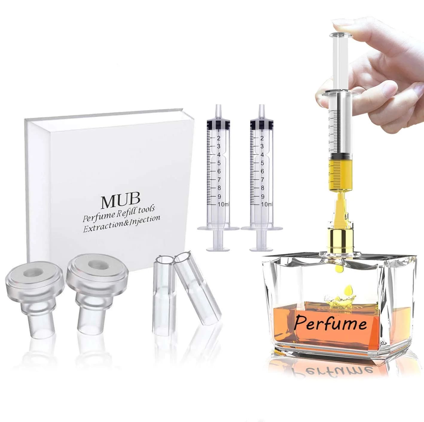 MUB Perfume Refill Tool Kit with 2 Syringes & 4 Adapters | 10ml Capacity