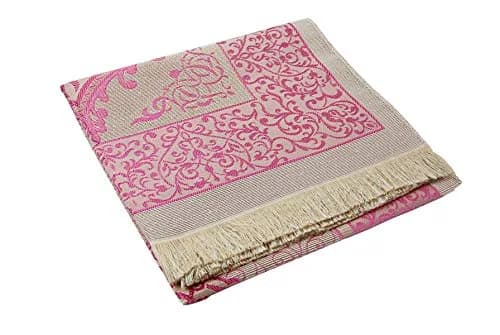 ihvan online Muslim Prayer Rug and Prayer Beads Set, Pink Taffeta Fabric, 117cm x 71cm | Portable Islamic Prayer Mat with Gift Box thumbnail 6