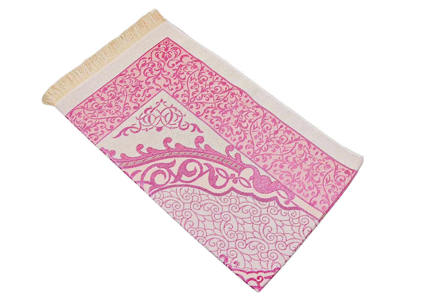 ihvan online Muslim Prayer Rug and Prayer Beads Set, Pink Taffeta Fabric, 117cm x 71cm | Portable Islamic Prayer Mat with Gift Box - view 7