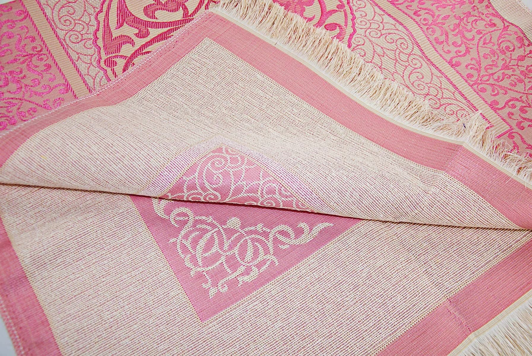 ihvan online Muslim Prayer Rug and Prayer Beads Set, Pink Taffeta Fabric, 117cm x 71cm | Portable Islamic Prayer Mat with Gift Box - view 8