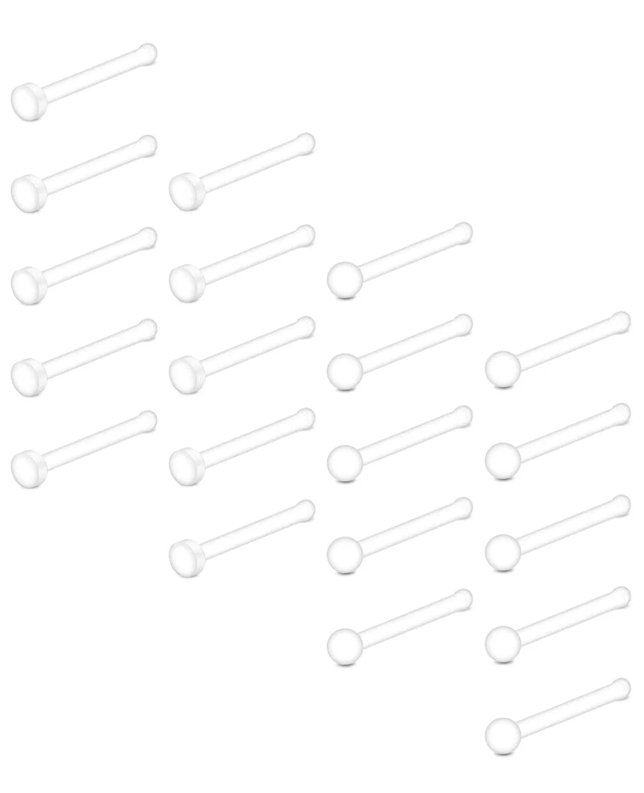 D.Bella Clear Nose Rings Retainer Set 20G (0.8mm) | Invisible Bioflex Studs for Work & MRI - main product image