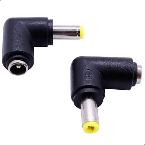 QJZXUEZHEN 2Pcs DC Power Connector Adapter 90° | 5.5mm x 2.5mm Male to 5.5mm x 2.1mm Female, Copper, Yellow thumbnail 6