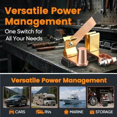 COZYEHOO Top Post Knife Blade Master Switch 12V 24V | Heavy Duty Brass Battery Disconnect thumbnail 4