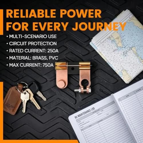 COZYEHOO Top Post Knife Blade Master Switch 12V 24V | Heavy Duty Brass Battery Disconnect thumbnail 5