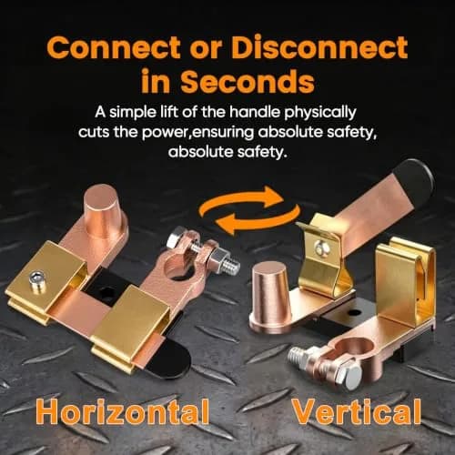 COZYEHOO Top Post Knife Blade Master Switch 12V 24V | Heavy Duty Brass Battery Disconnect thumbnail 3