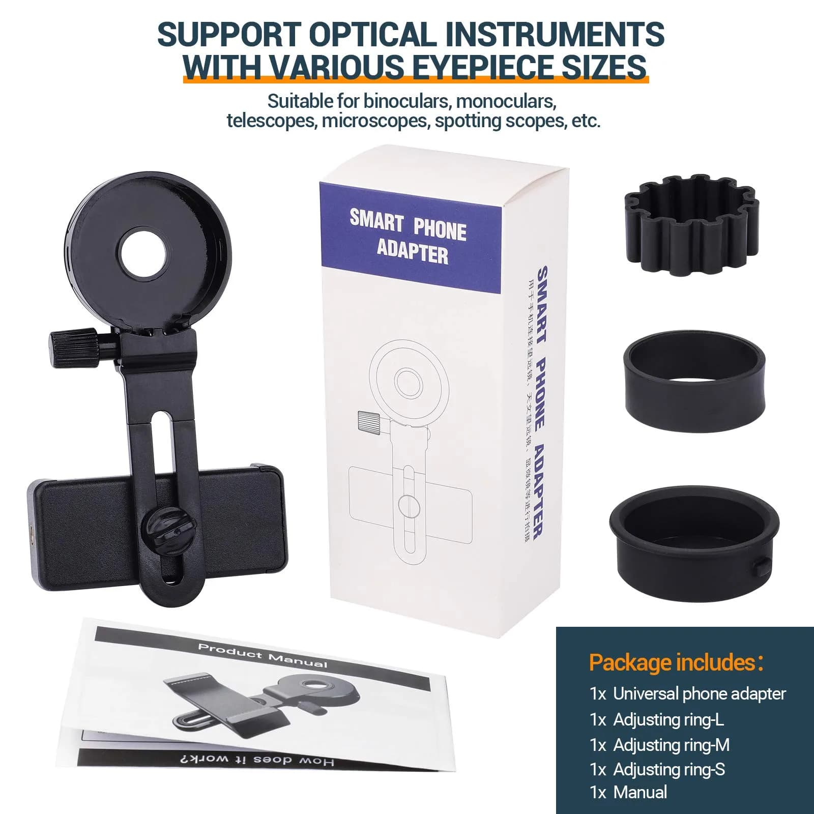 LAKWAR Universal Telescope Phone Adapter | Fits Eyepieces 28-49mm & Phones 65-105mm - view 5