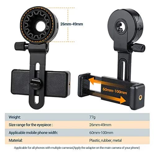 LAKWAR Universal Telescope Phone Adapter | Fits Eyepieces 28-49mm & Phones 65-105mm thumbnail 2
