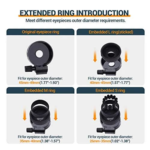 LAKWAR Universal Telescope Phone Adapter | Fits Eyepieces 28-49mm & Phones 65-105mm thumbnail 3