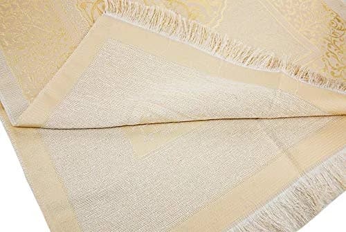 ihvan online Muslim Prayer Rug and Prayer Beads Set, Taffeta Fabric, Cream, 117cm x 71cm (46" x 28") thumbnail 6