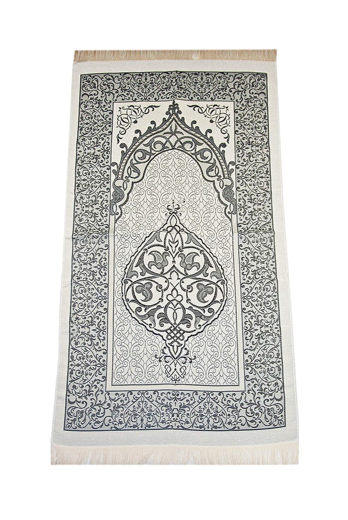 ihvan online Black/Mod3 Prayer Rug with Beads - 117cm x 71cm | Soft Taffeta Islamic Janamaz - view 2