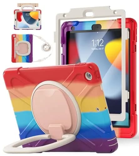 BATYUE Shockproof Case for iPad 9th/ 8th/ 7th Gen (10.2 inch) | 3-Layer Armor & 360° Stand, Kid-Friendly, Detachable Strap thumbnail 1