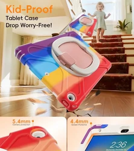 BATYUE Shockproof Case for iPad 9th/ 8th/ 7th Gen (10.2 inch) | 3-Layer Armor & 360° Stand, Kid-Friendly, Detachable Strap thumbnail 3