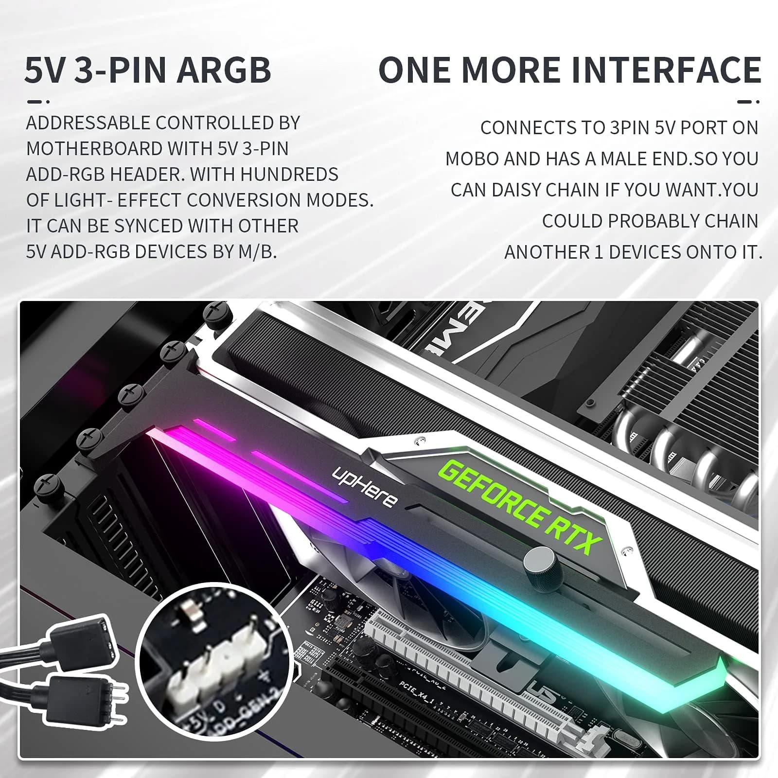 upHere G276ARGB Addressable RGB Graphics Card GPU Brace Support 27.6cm (10.87in) - view 4