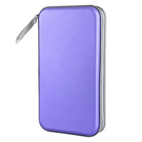 Siveit Lavender 80 Capacity CD/DVD Case Holder | Hard Plastic Disc Wallet with Zipper thumbnail 1