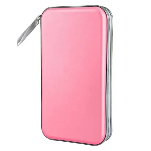 Siveit 80 Capacity CD/DVD Case Holder - Light Pink Hard Plastic with Zipper thumbnail 1