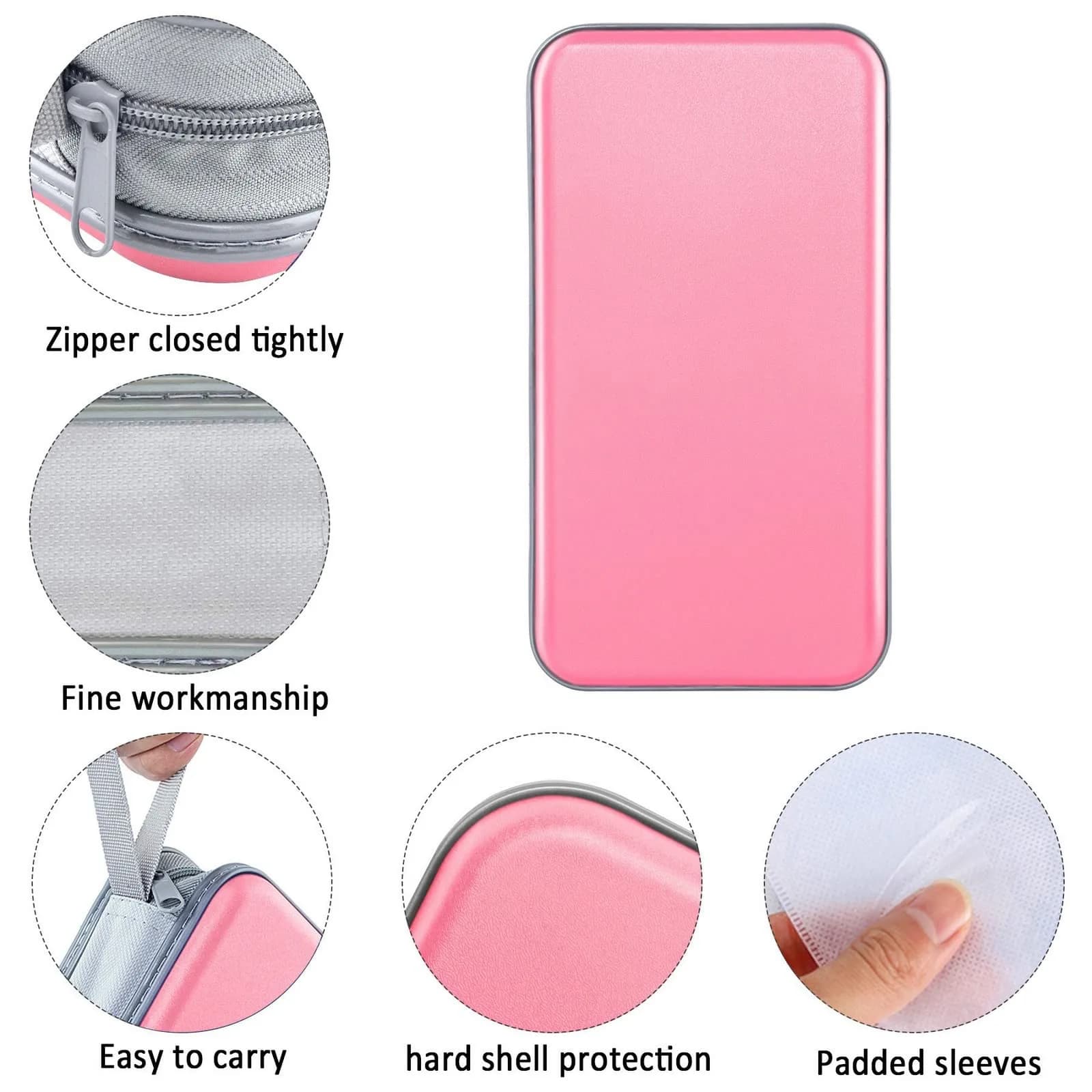 Siveit 80 Capacity CD/DVD Case Holder - Light Pink Hard Plastic with Zipper - view 2